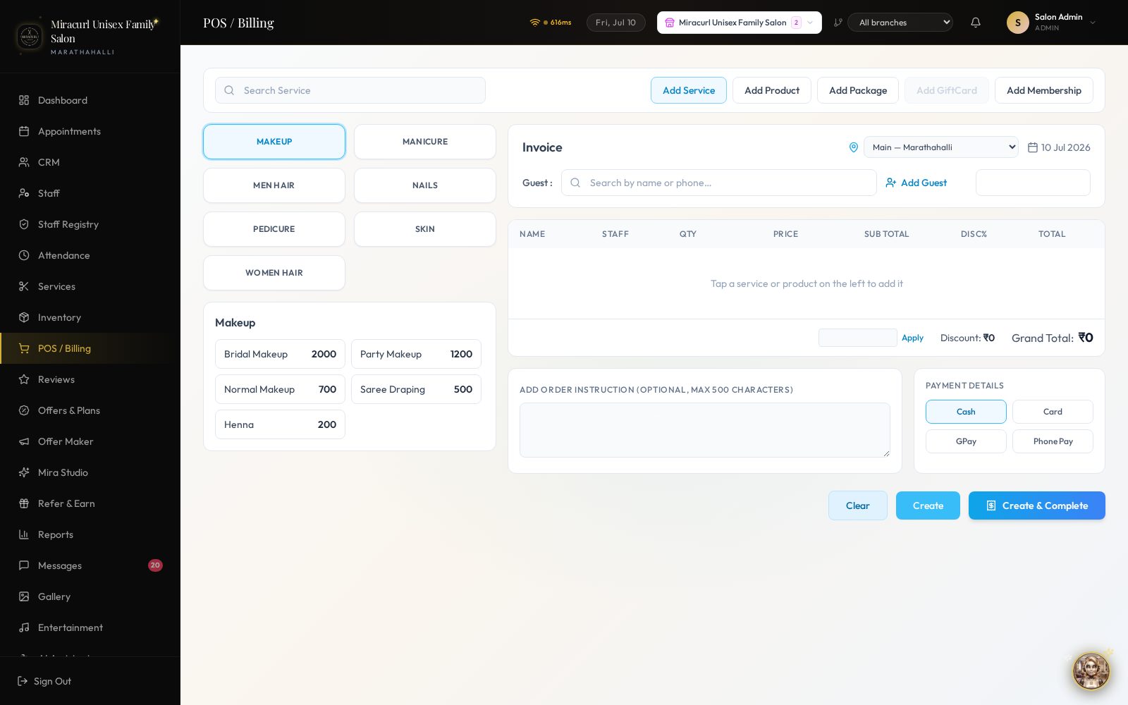 POS & Billing — invoices, gift cards & memberships in seconds